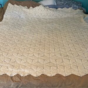 Crochet Bed Coverlet Lacey Bedspread, Crochet Tablecloth, Shabby Bed Dressing